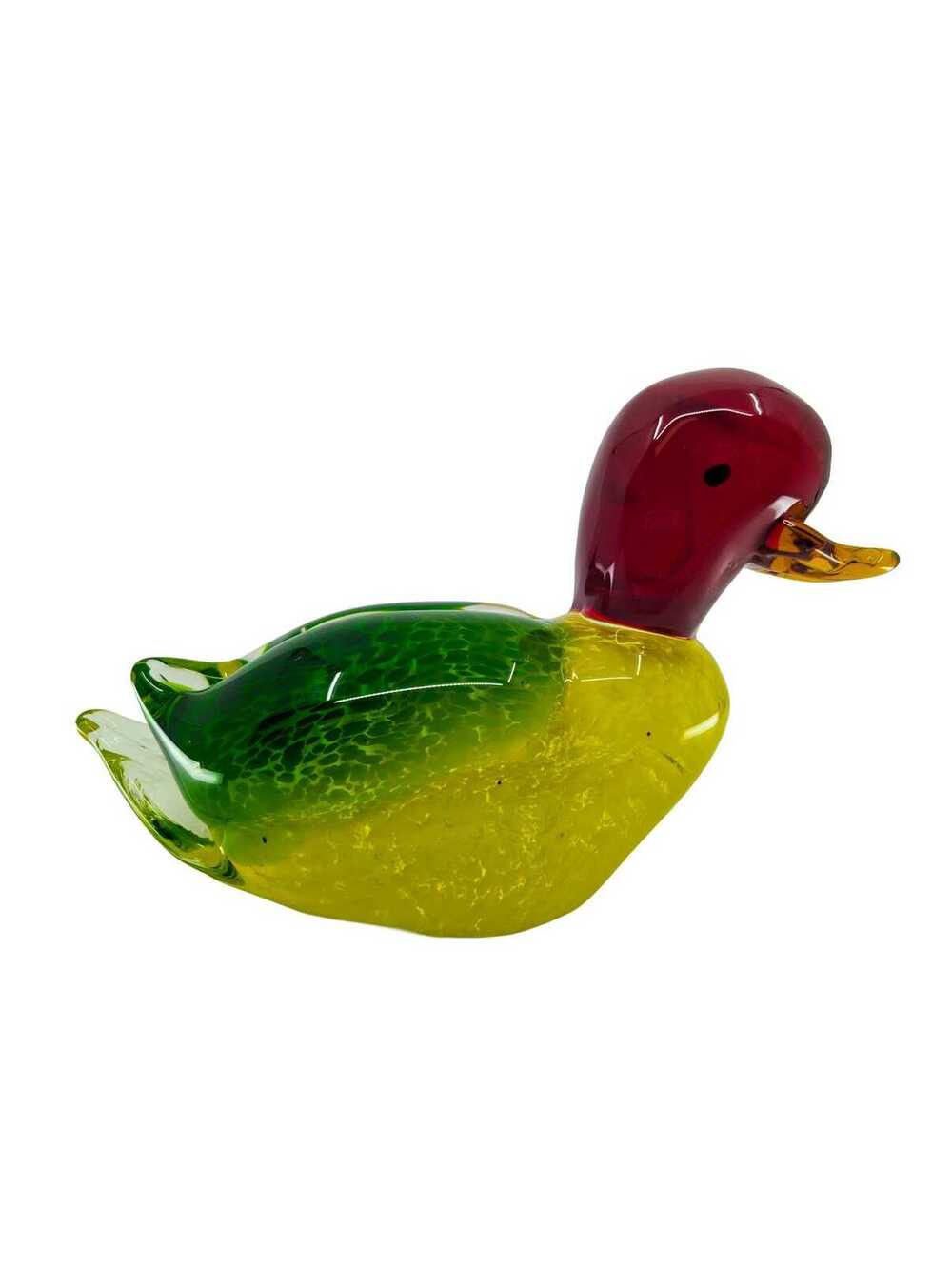Vintage Fifth Avenue Crystal Hand Blown Art Glass Duck Figurine